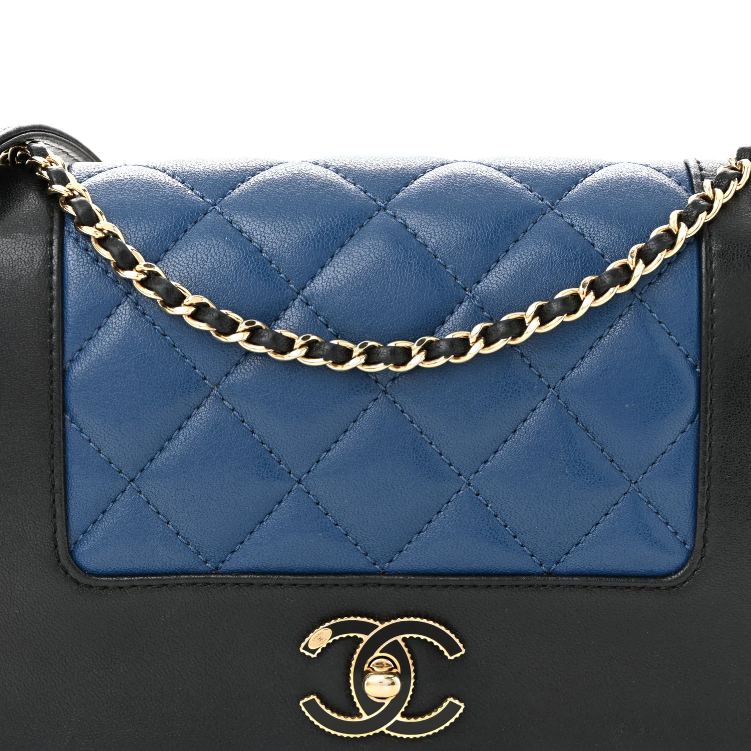 Sheepskin Quilted Small Mademoiselle Flap Black Blue