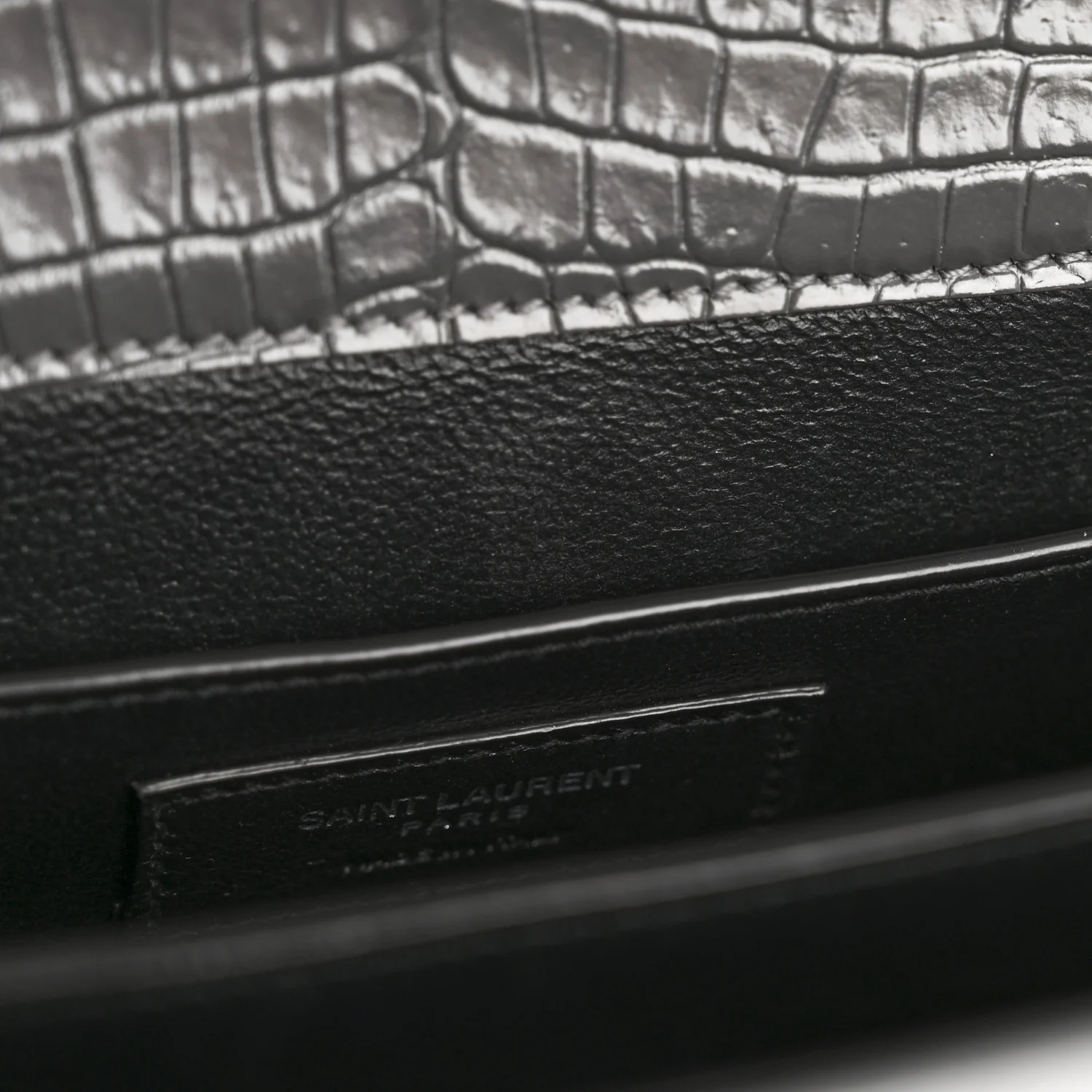 Calfskin Crocodile Embossed Medium Classic Monogram Cassandra Top Handle Fog