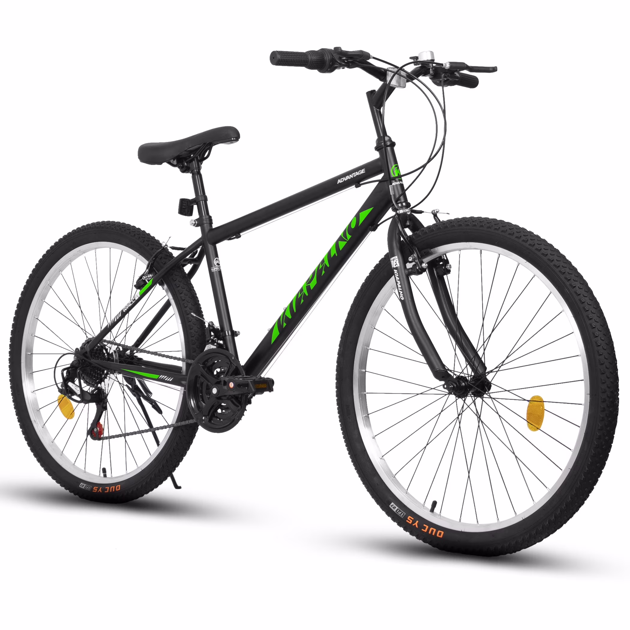 Ecarpat Mountain Bike 26 Inch for Men Women, 21 Speeds High-Carbon Steel Frame, Classic Adult Teens Sport Bicycle, V Brakes Bicycle for Snow City Commuters and Short Trip(Black-Green/26")
