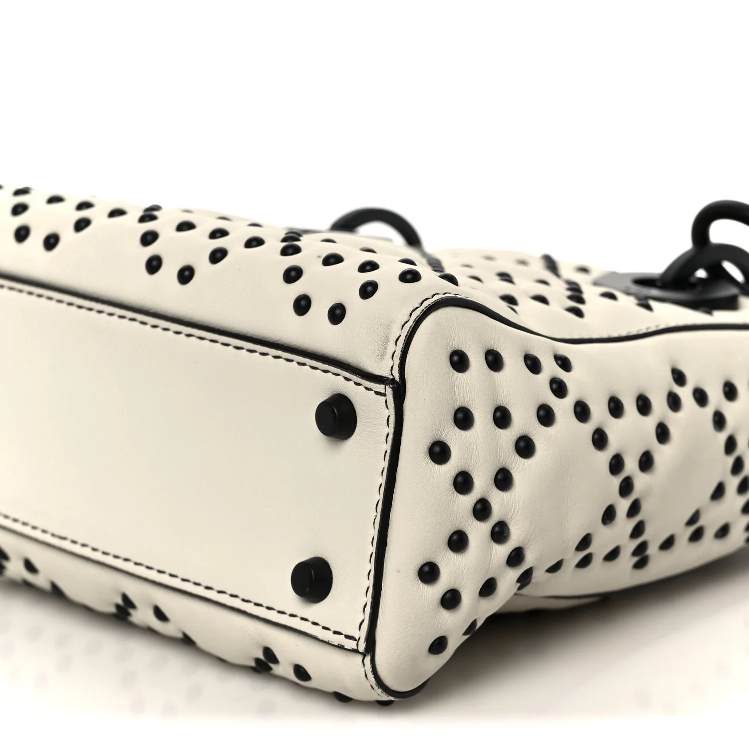Ultra Matte Calfskin Studded Mini Supple Lady Dior White Black