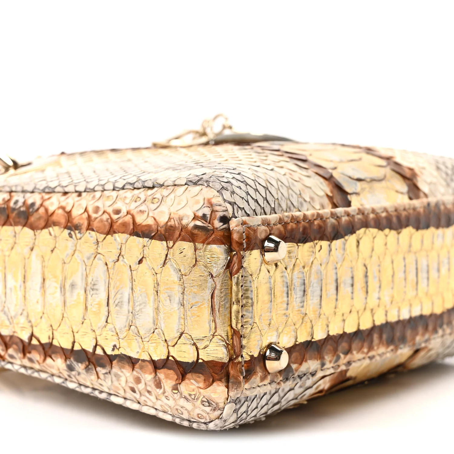 Snakeskin Mini Lady Dior Beige Gold