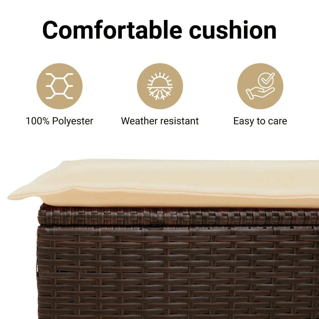 vidaXL Garden Sofa Set Beige, Cream white PE Rattan Three-seater