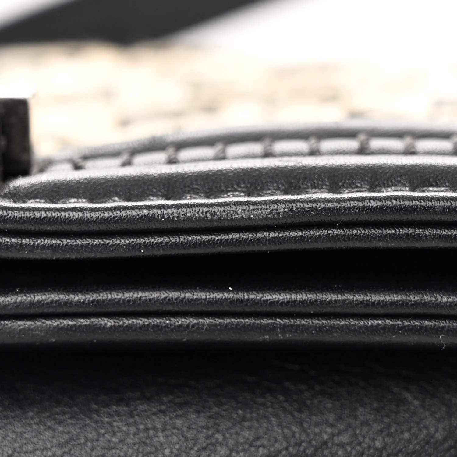 Calfskin Woven Small Boy Flap Black White