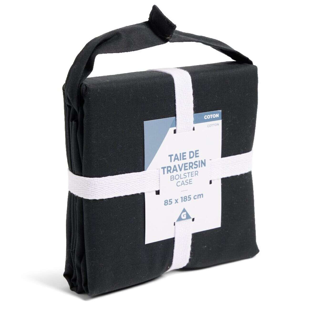 Taie de traversin 85x185cm 100% coton noir