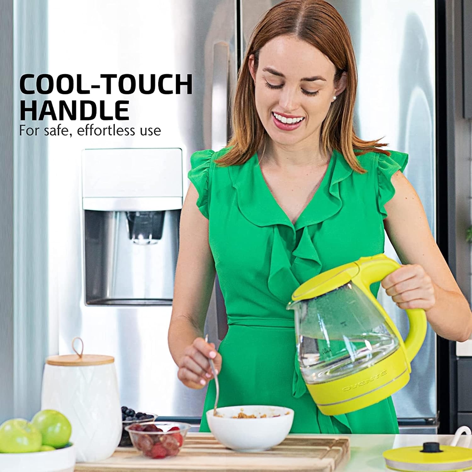 OVENTE 1.5L Glass Electric Kettle Water Boiler, Green KG83G