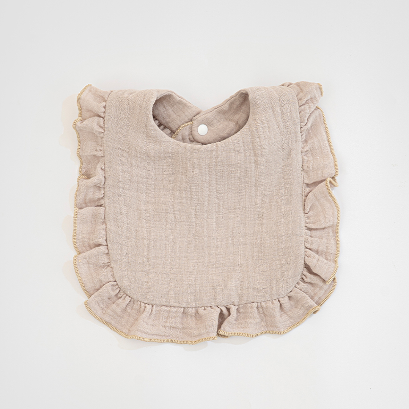 Luxury 6-Layer Eco-Friendly Cotton Muslin Baby Bibs Floral Lace Trim Printed Soft Saliva Towel for Infants