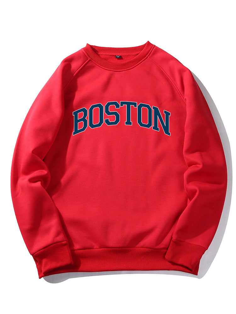 Sweat-shirt à manches raglan imprimé Boston Letter Print