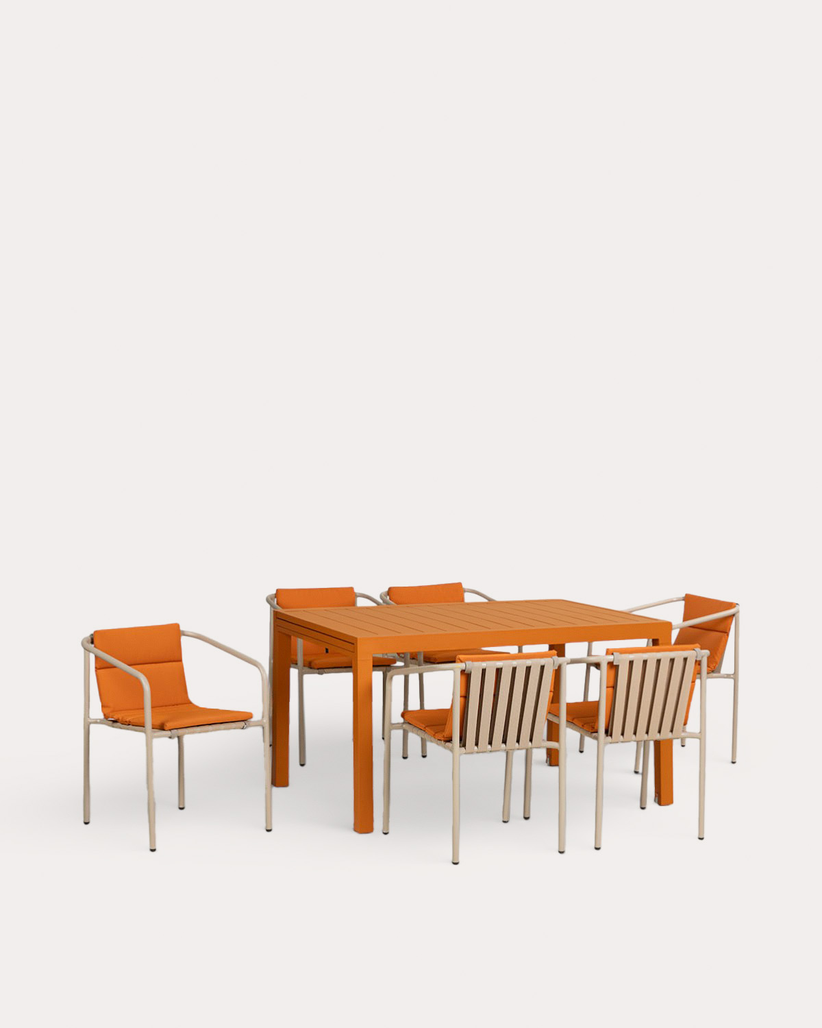 Set Seila - Vinke - Set de Mesa Extensible Rectangular (135-265x100 cm) Seila y 6 Sillas con Reposabrazos de Aluminio Vinke de Exterior