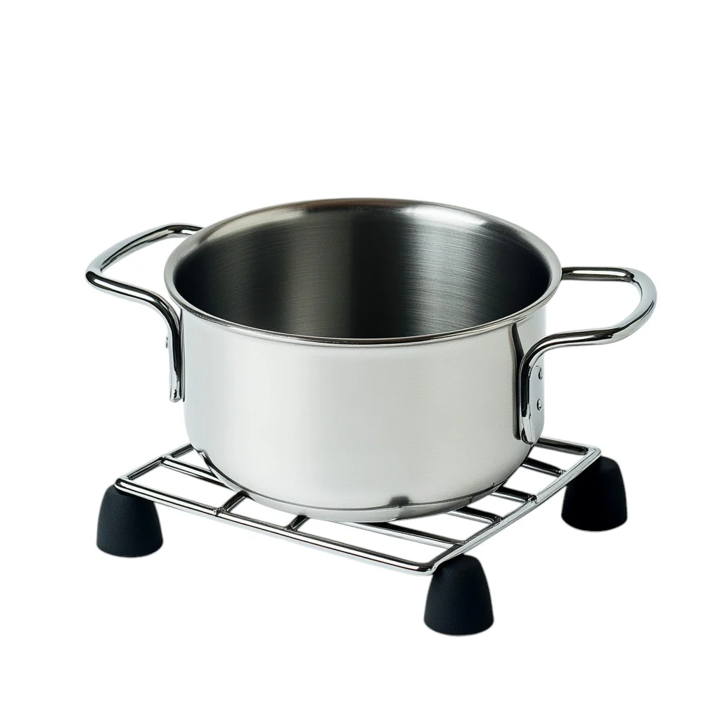 Zaldy Telescopic Trivet - Expandable Stainless Steel Pot Stand for Large Roasting Pans - Heat Resistant Heavy Duty Kitchen Cooling Rack - Modern Silver/Black