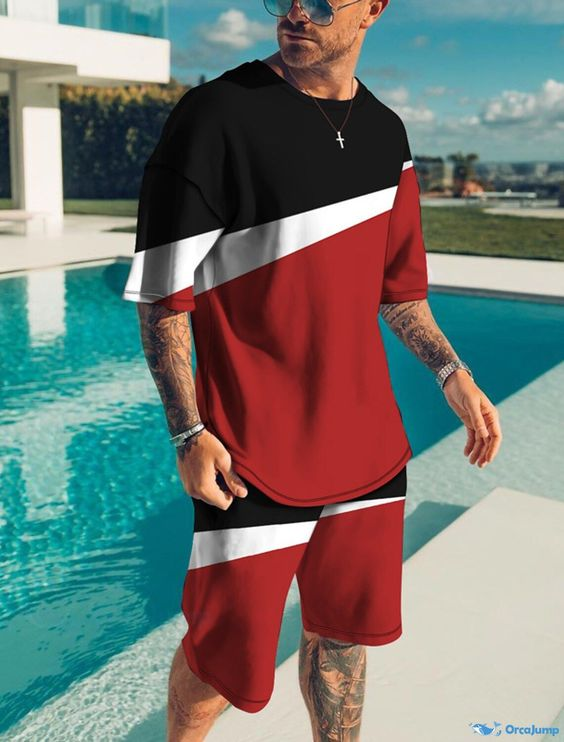 Costume short color block pour homme Suitmens