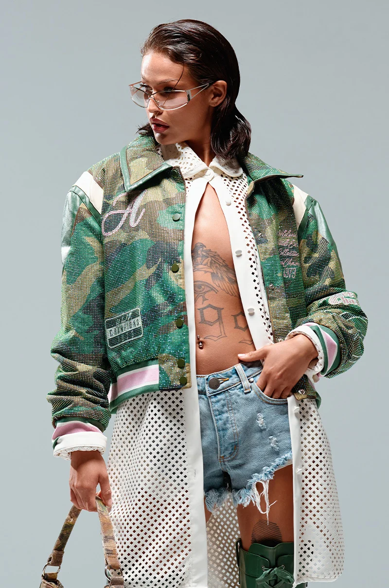RUN FOR YOUR MONEY EMBELLISHED BOMBER - Akira Store