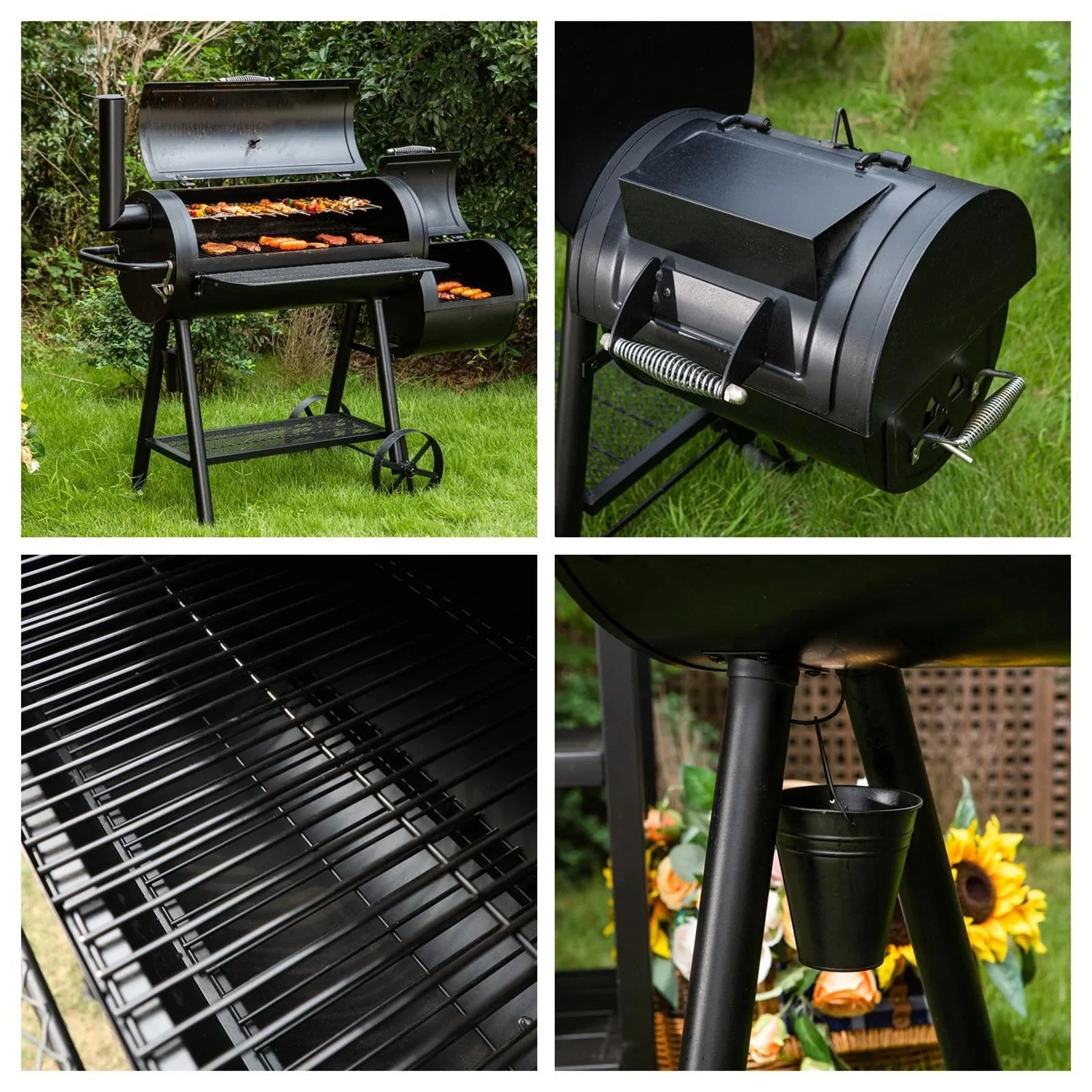 Charcoal Grill with Offset Smoker 941 sq.in. Extra Large BBQ Grill Black(35 in) - Image 9