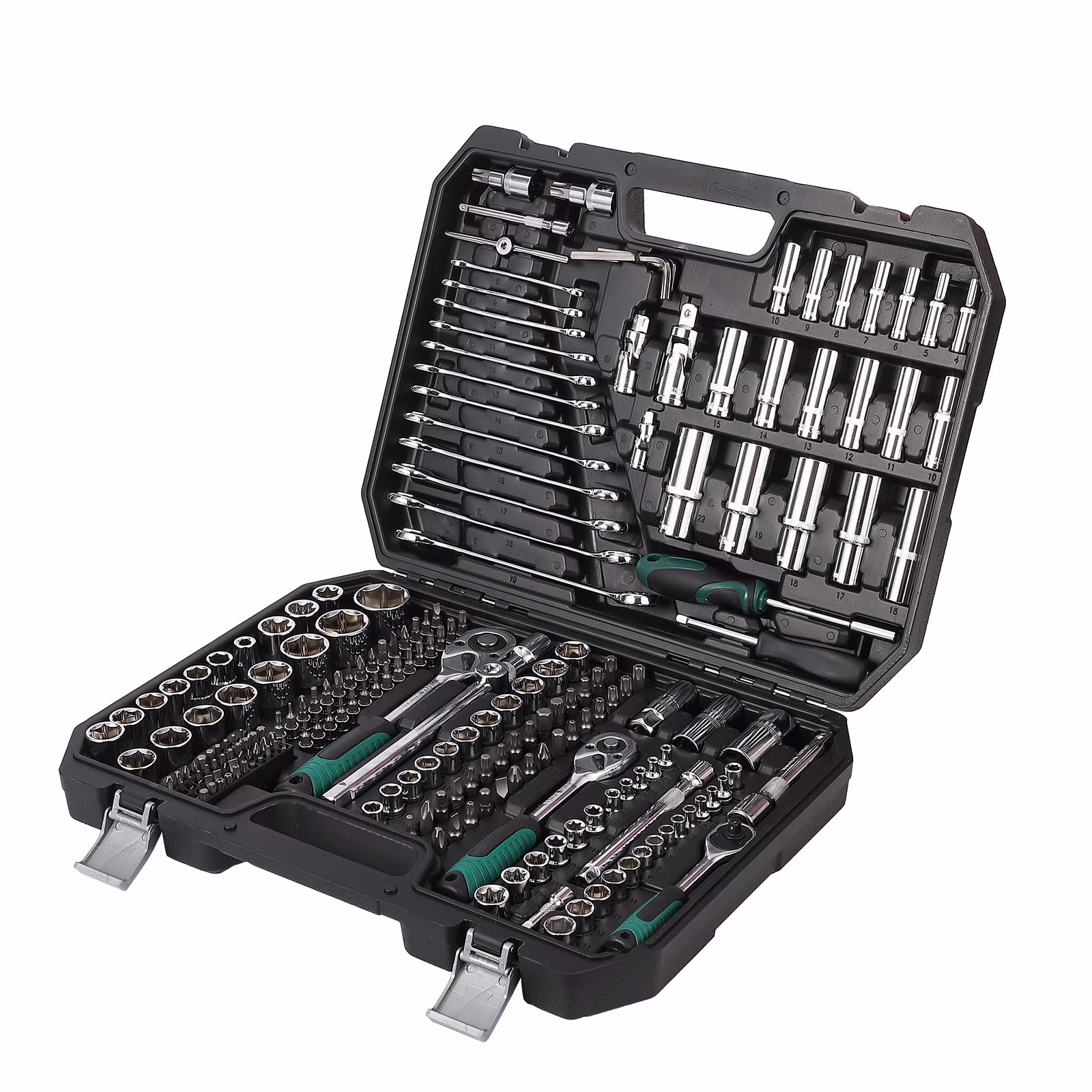 Mechanics Tools Kit and Socket Set, 1/2 ,1/4 & 3/8 Drive, 216-Piece