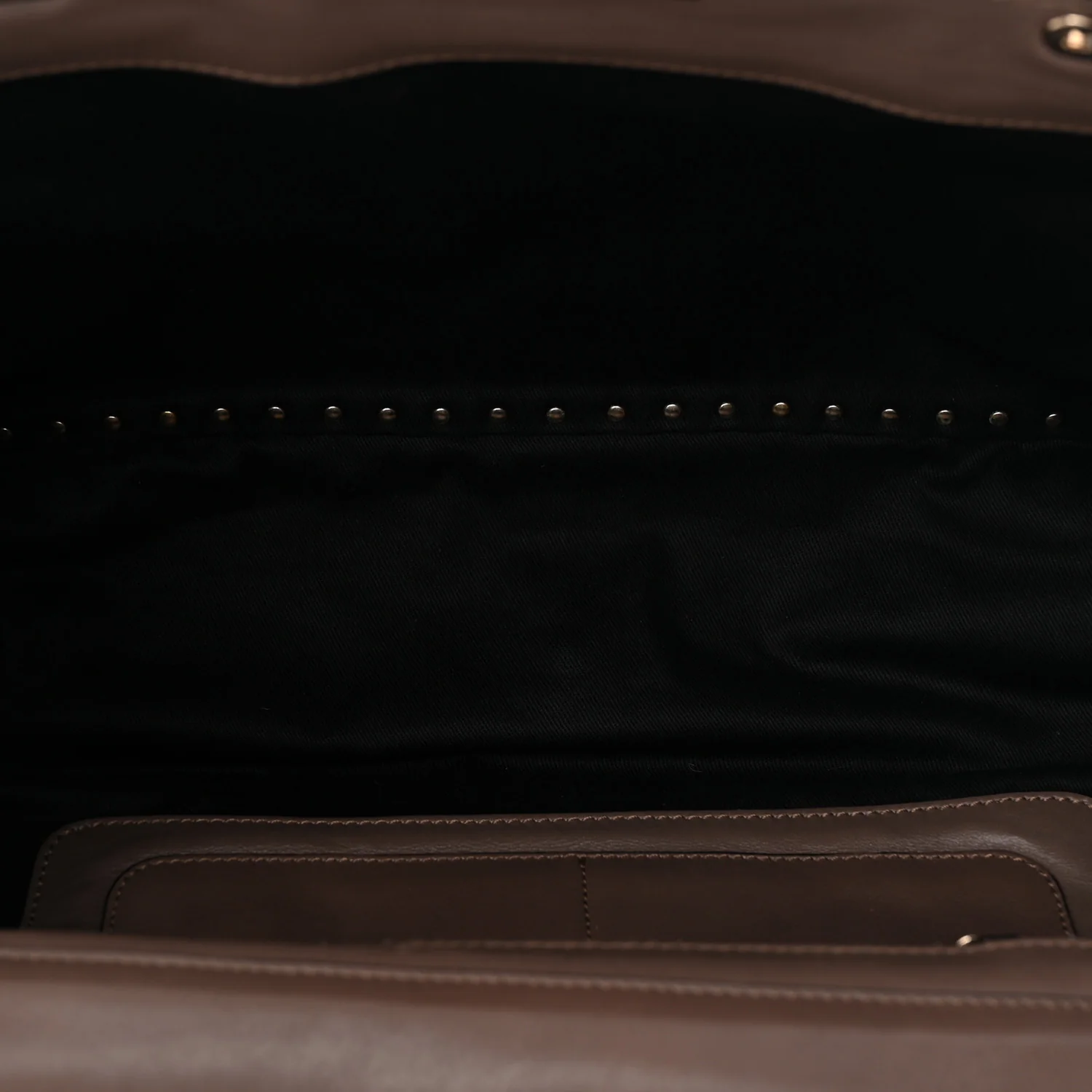 Calf Hair Feather Medium Rockstud Tote Brown