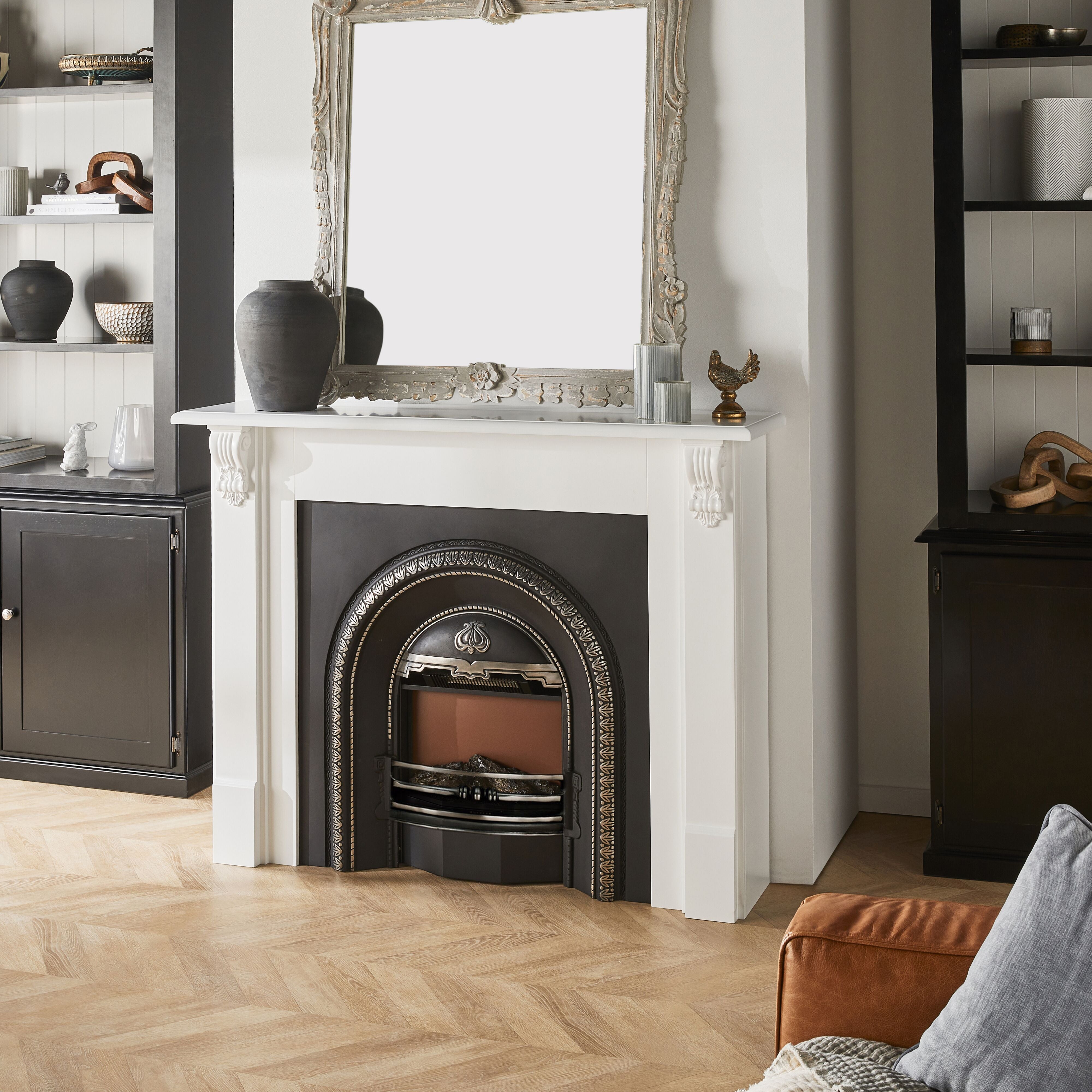 Belford White Mantel with Regent Electric Insert Package