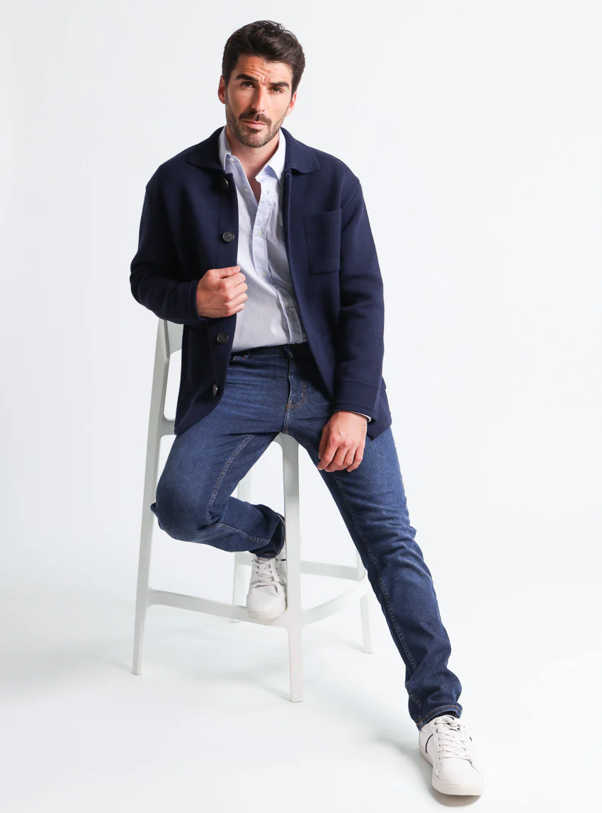 Veste homme en laine bleu marine
