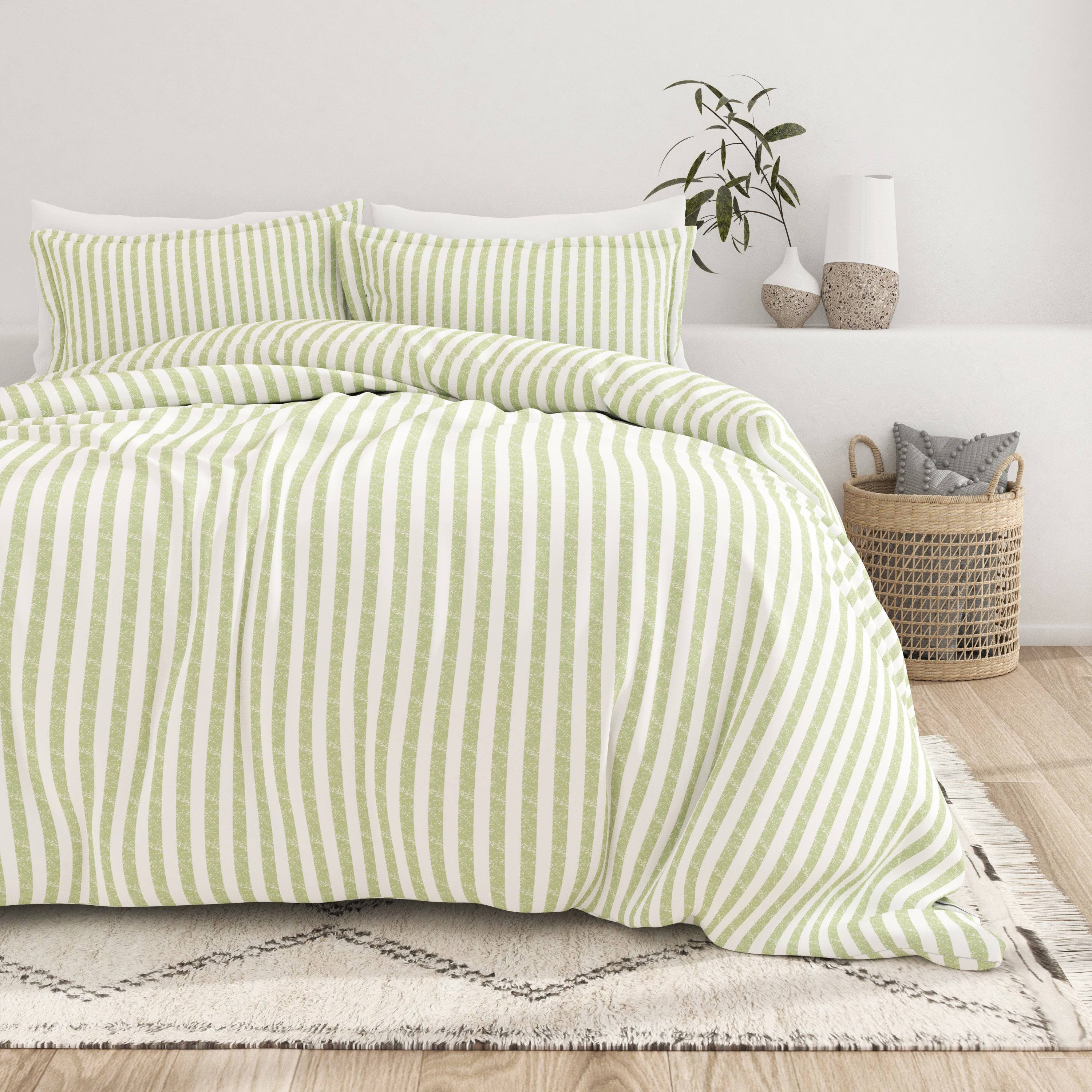 Puffed Rugged Stripes 3-Piece Duvet Cover Set, King