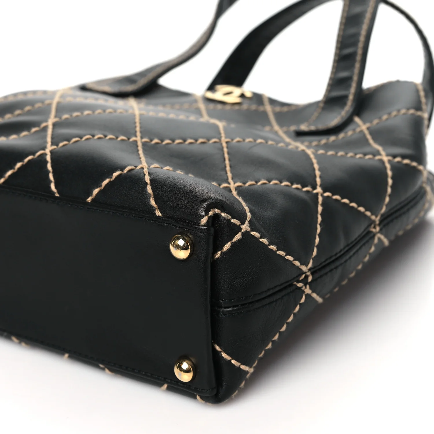 Calfskin Stitch Small Surpique Tote Black