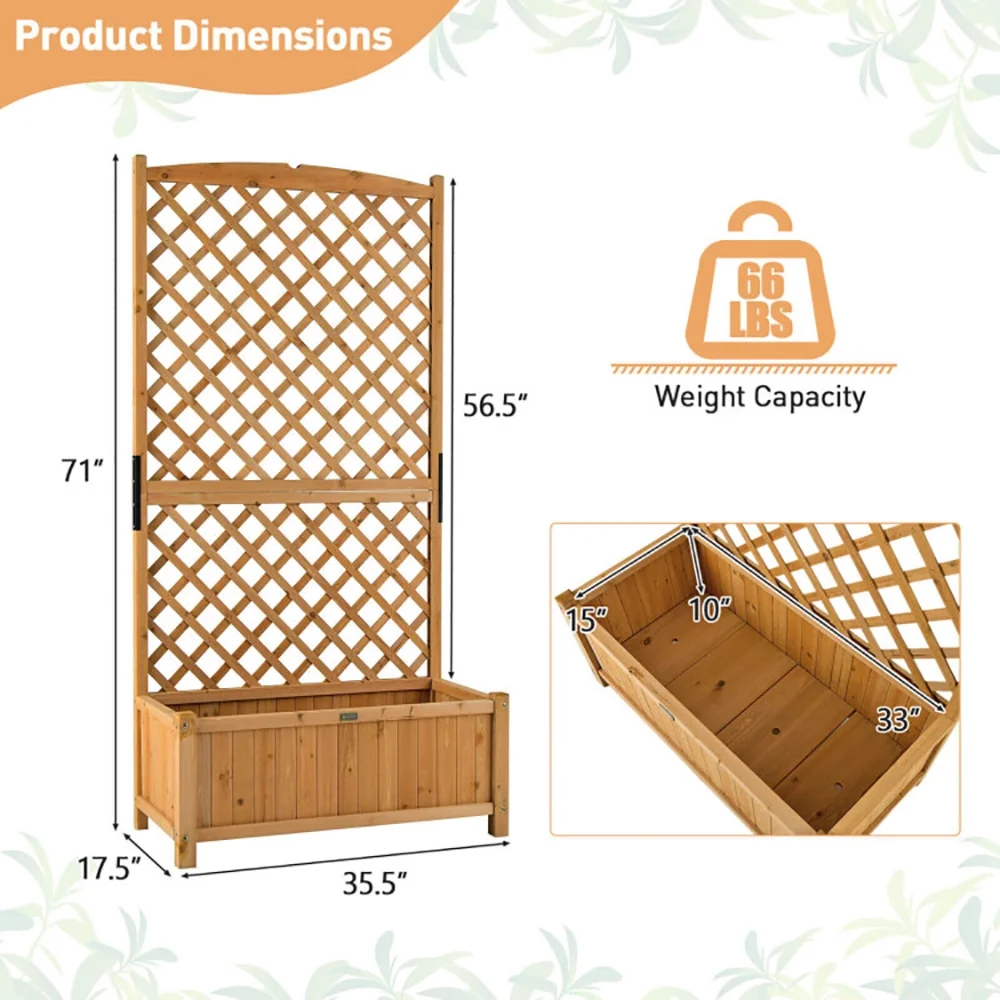 Planter Raised Bed with Trellis for Plant Flower Climbing, Tier Plant Stand, Outdoor Garden Potting Bench for Patio Porch Garden, Orange - Image 2