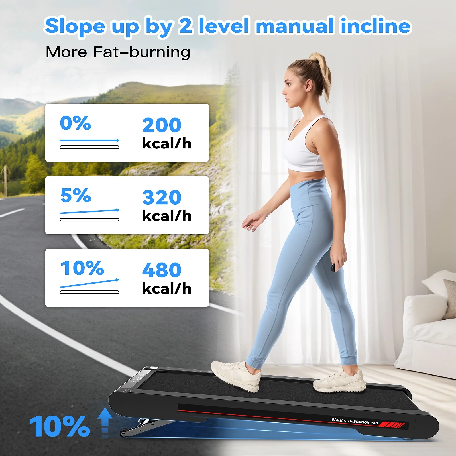 Walking Pad Treadmill with APP,3 in 1 Portable Under Desk Treadmill Fitness,Walking Vibration Workout Pad with Remote Control(Red) - Image 10