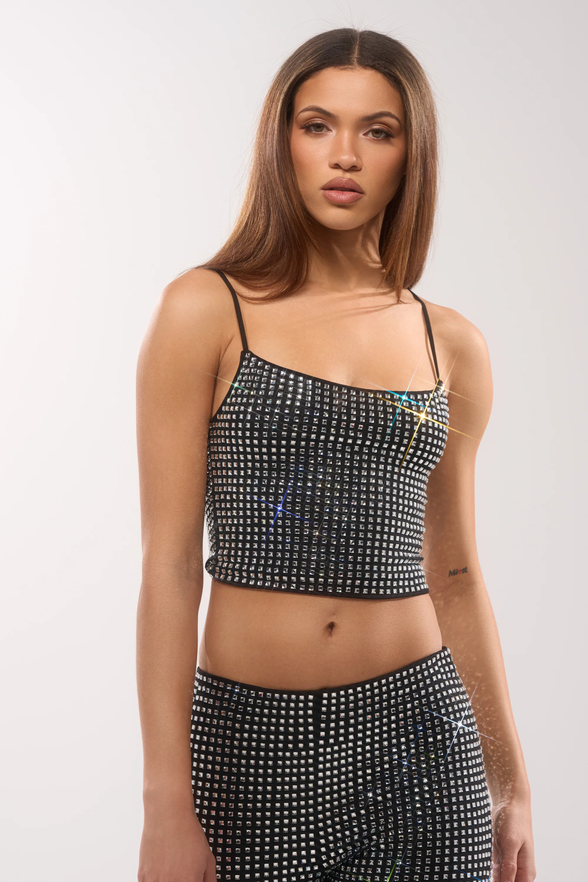 ALL EYES ON ME RHINESTONE BLOUSE - Akira Store