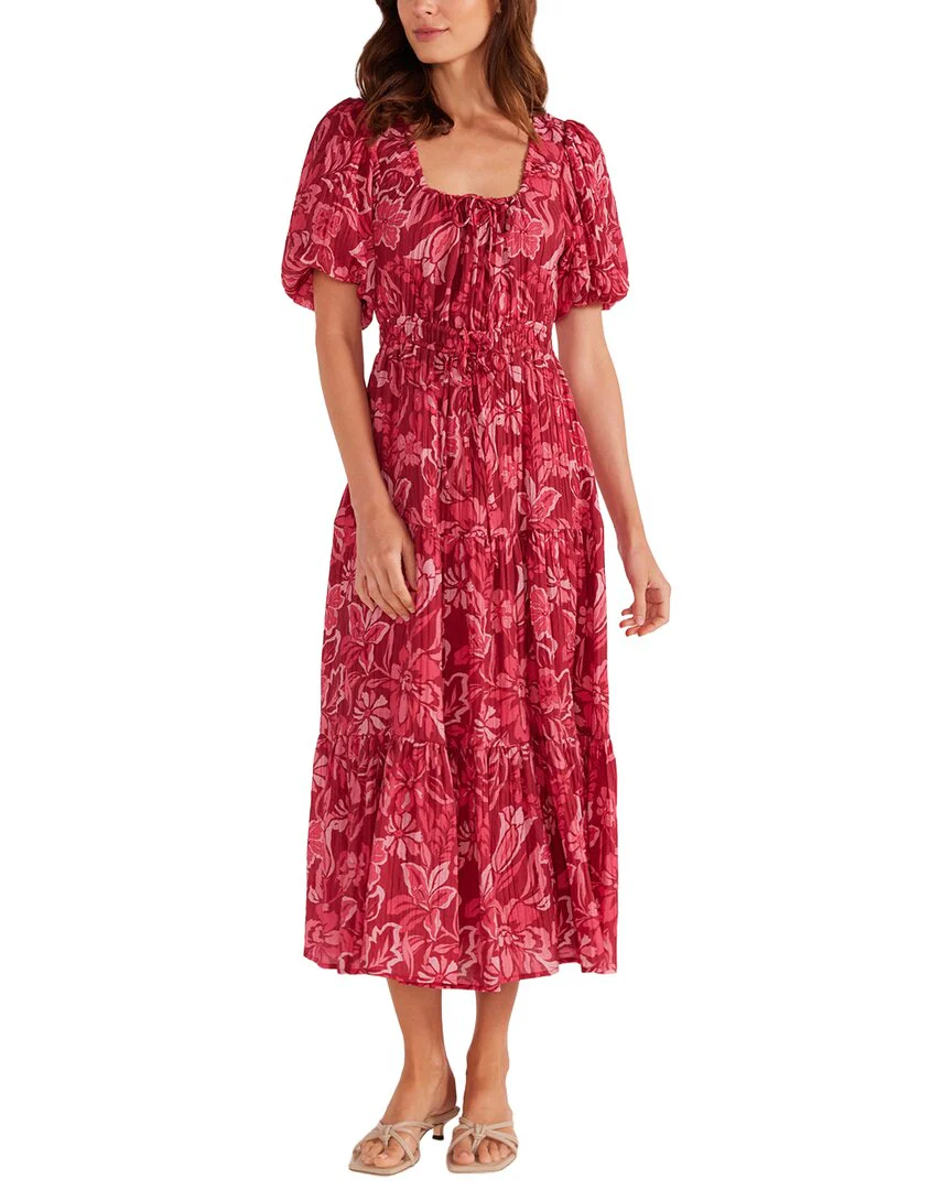 pink leather dress midi Juliana Cabernet Vegan Leather Midi Dress