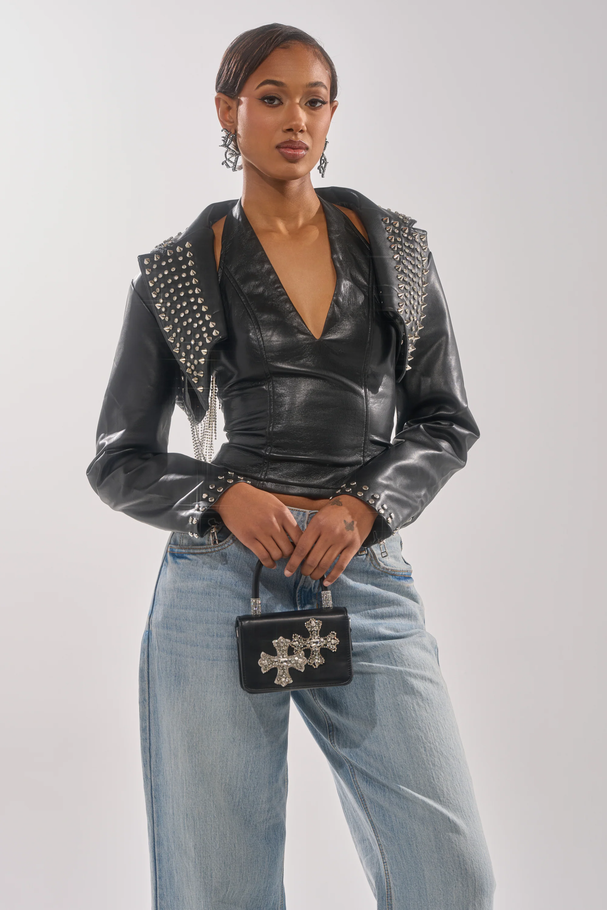 NAOMI EMBELLISHED ULTRA CROP MOTO - Akira Store