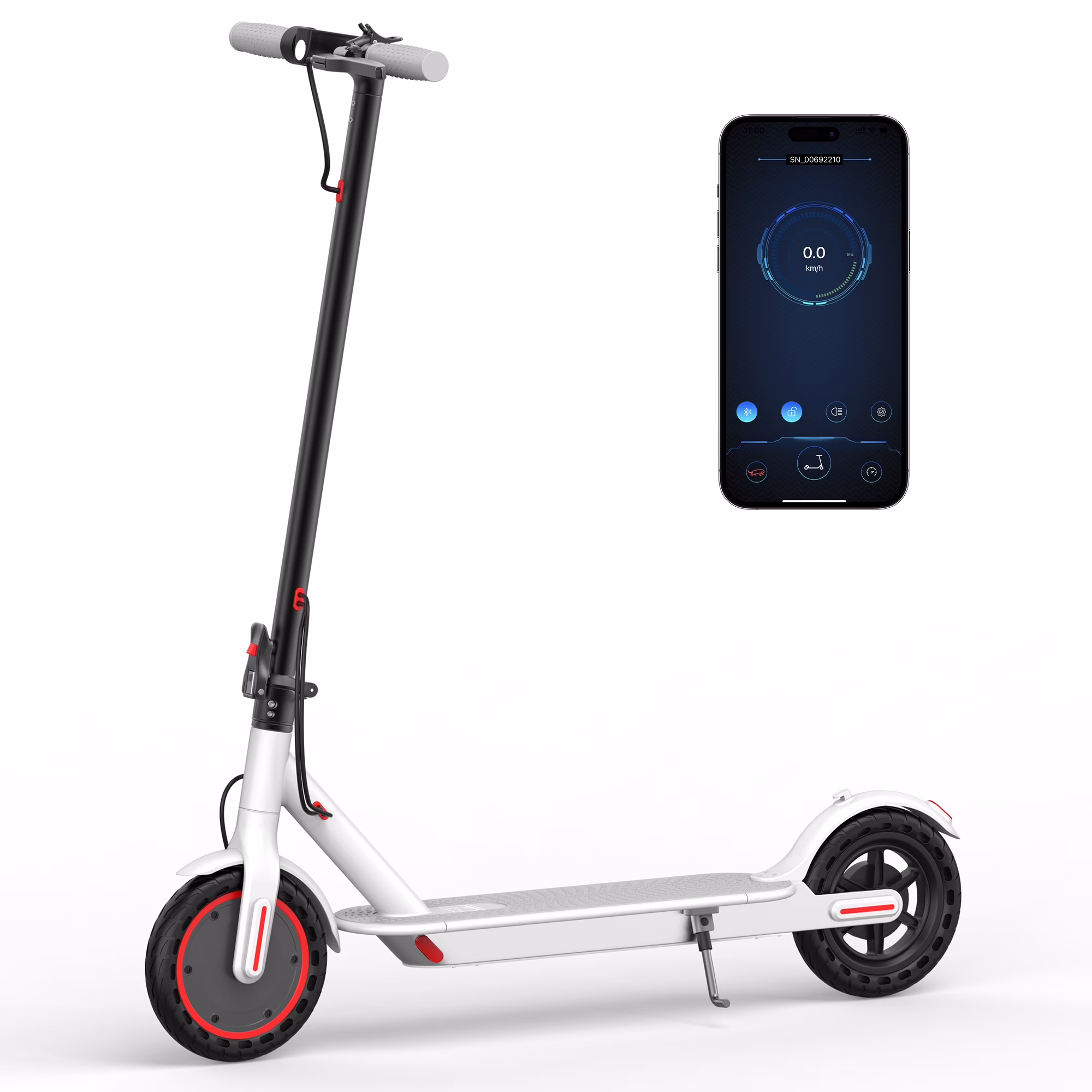WHITE ES80 350W 8.5' Foldable Electric Scooter for Adults and Child, 21 Miles Range(White)
