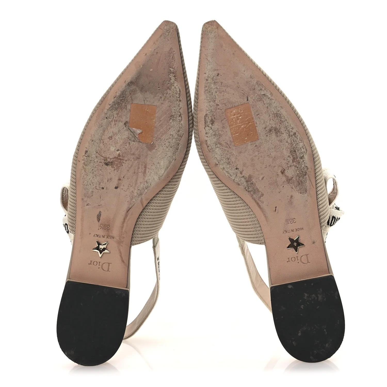 Technical Canvas Ribbon J'Adior Slingback Ballet Flats 38.5 Powder Nude