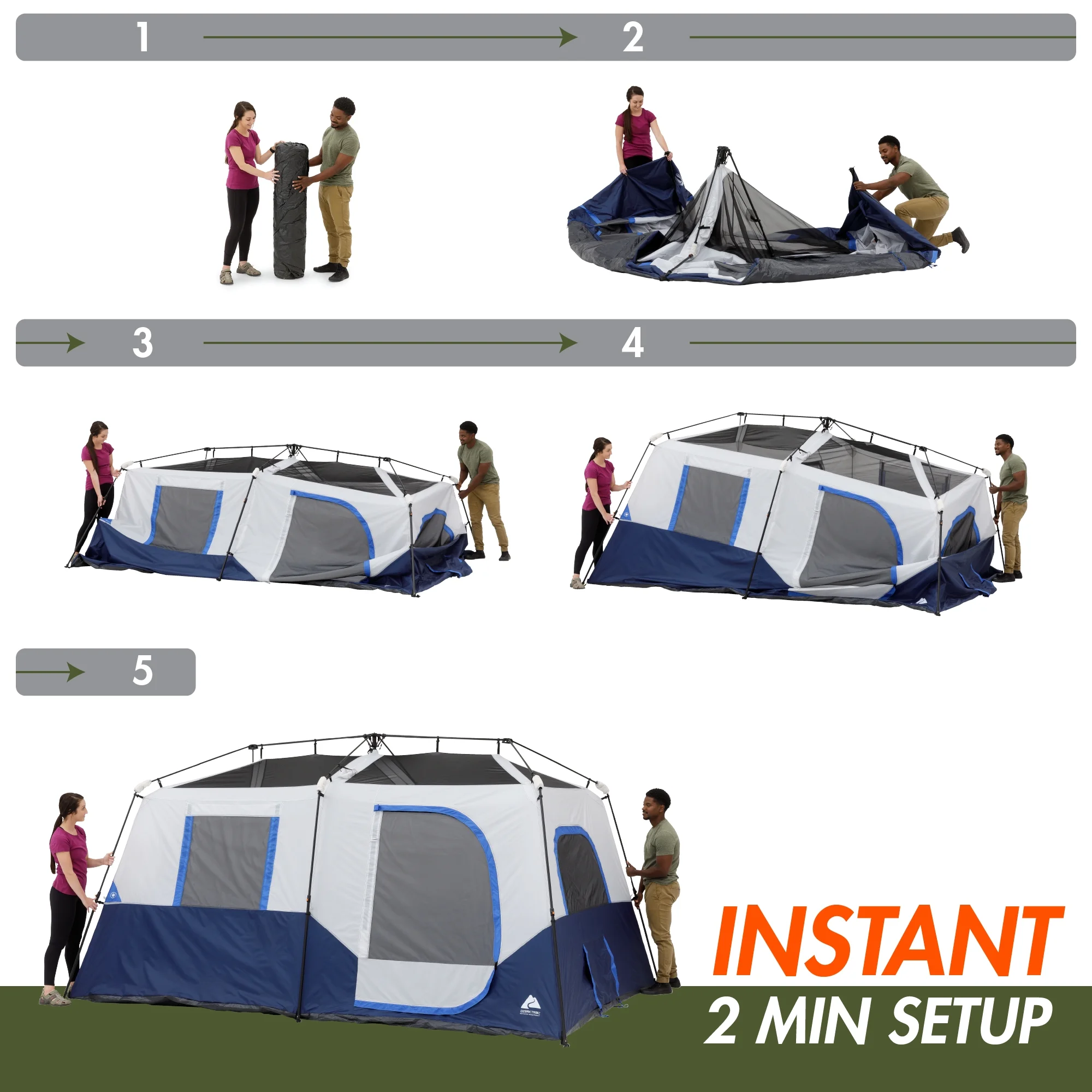 13' x 9' 8-Person Cabin Tent with LED Lighted Poles, 32 lbs - Image 4