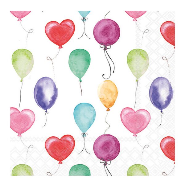 Serviett 33x33 cm 20 stk Flying Balloons