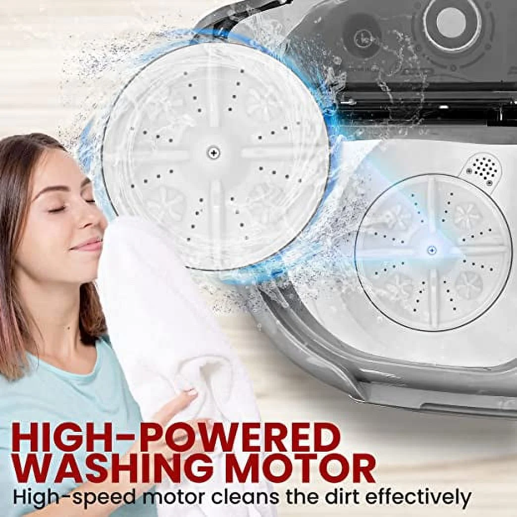 Pure Clean 110 Volt 2 in 1 Compact and Portable Washer and Dryer, Gray(Gray) - Image 5