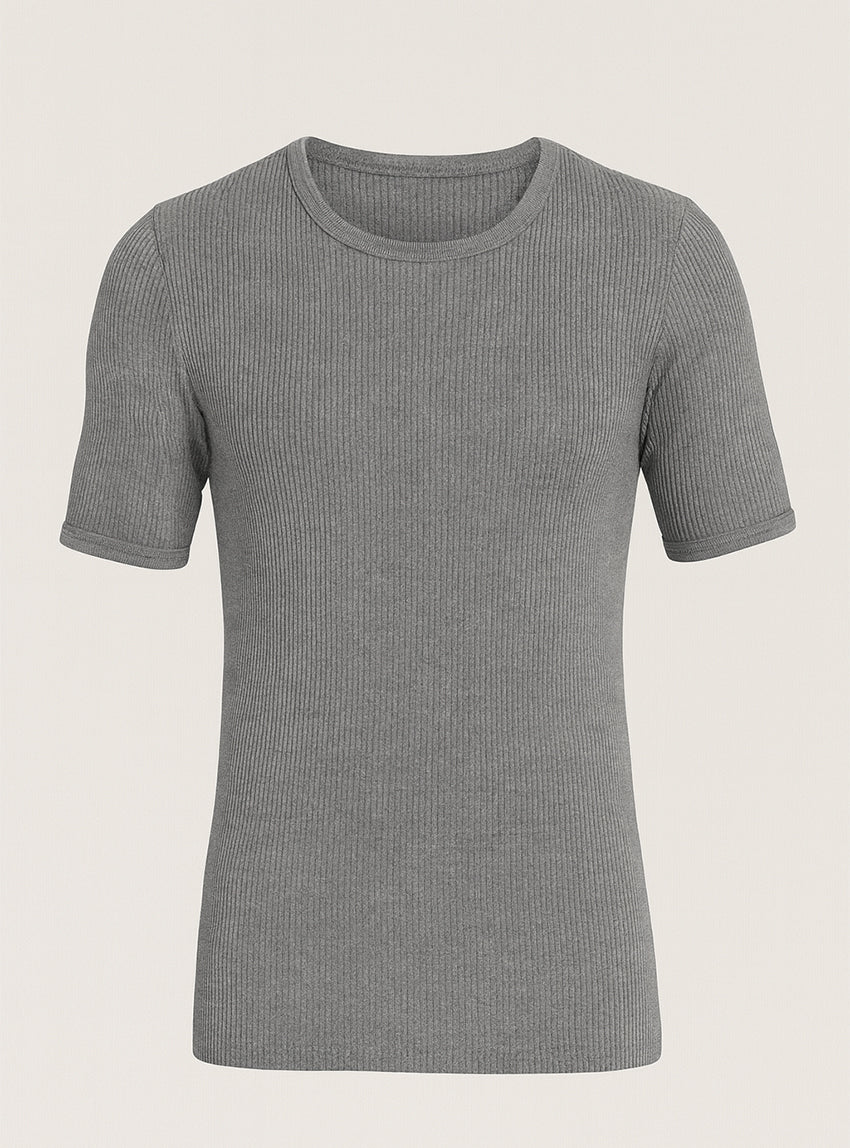 Tee-shirt thermique fin homme  laine mérinos gris léger