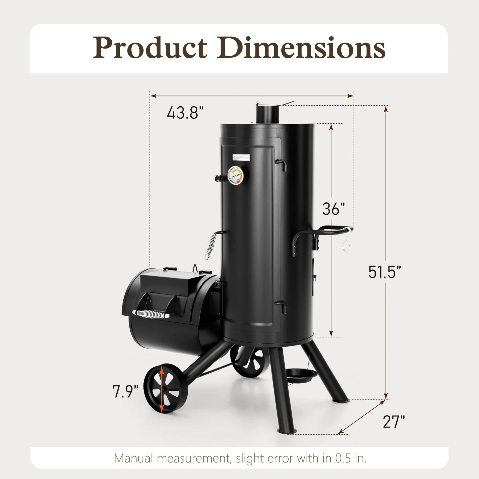 Vertical Offset Charcoal Smoker Grill Extra Large Outdoor BBQ Gill Heavy-Duty - Image 5