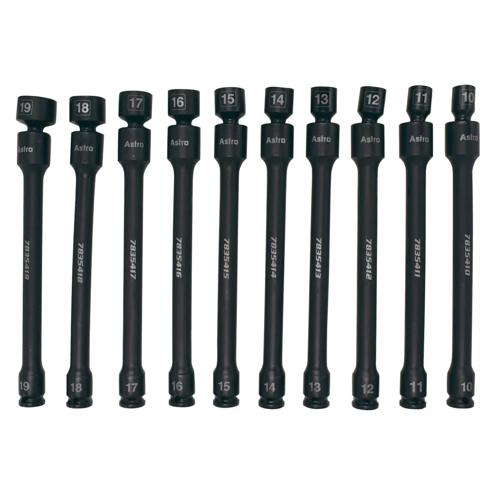 Astro Pneumatic 10pc 3/8 Drive 6Pt Pinless Universal Torque-Saver Impact Extension Socket Set - Metric
