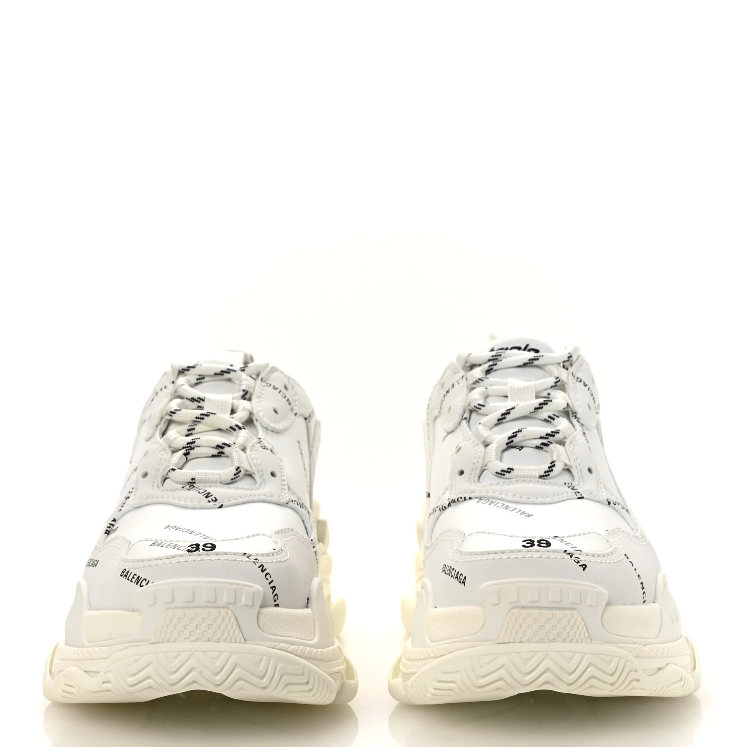 Technical Fabric Allover Logo Womens Triple S Sneakers 39 White Black