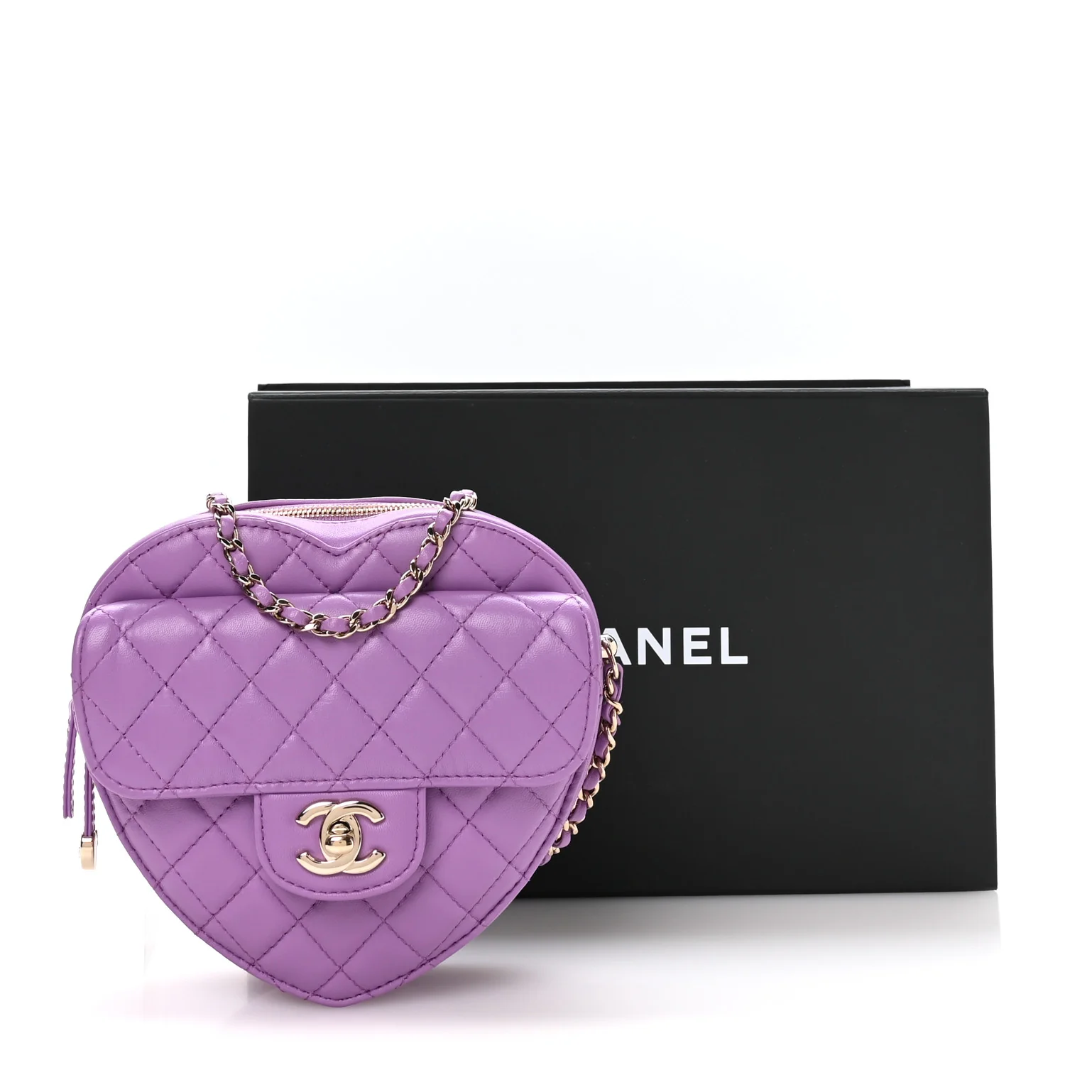 Lambskin Quilted CC In Love Heart Bag Purple