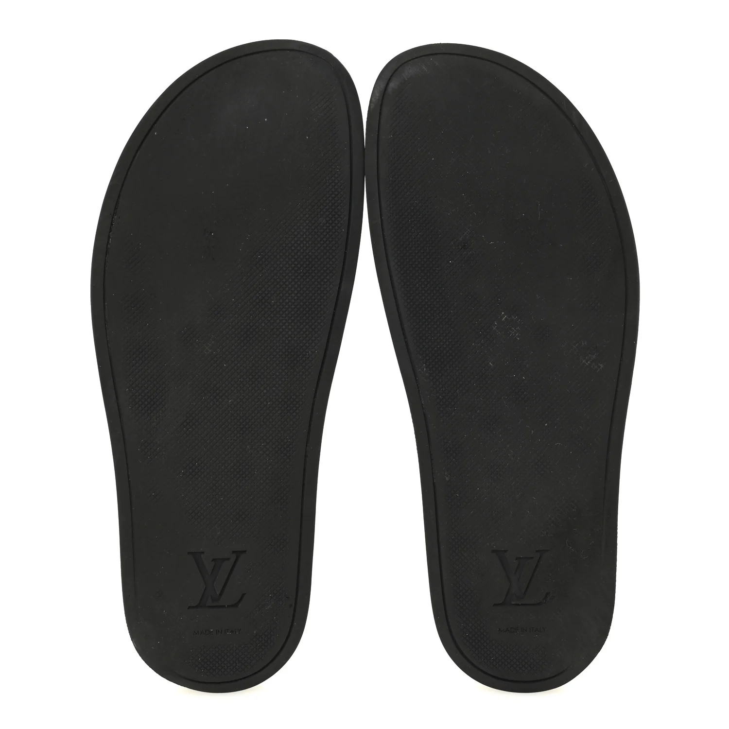 Rubber Embossed Monogram Mens Waterfront Mules 7.5 Black