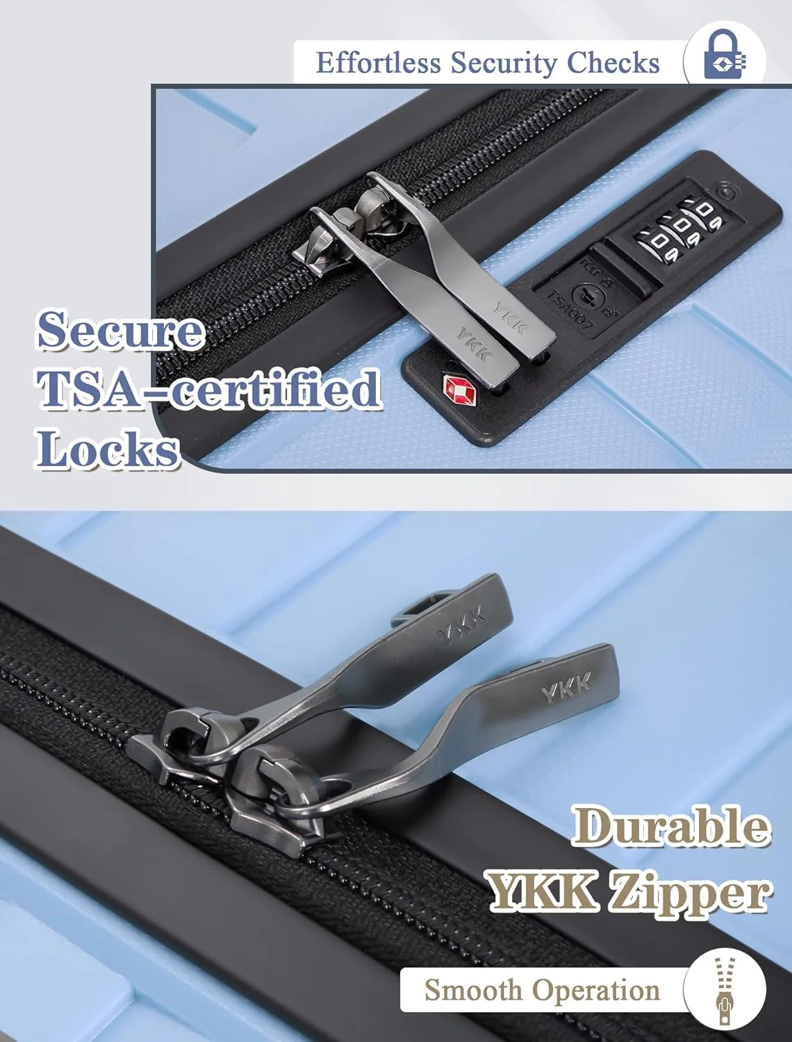 Ensemble de 5 valises à roulettes, valise rigide en ABS avec roulettes multidirectionnelles