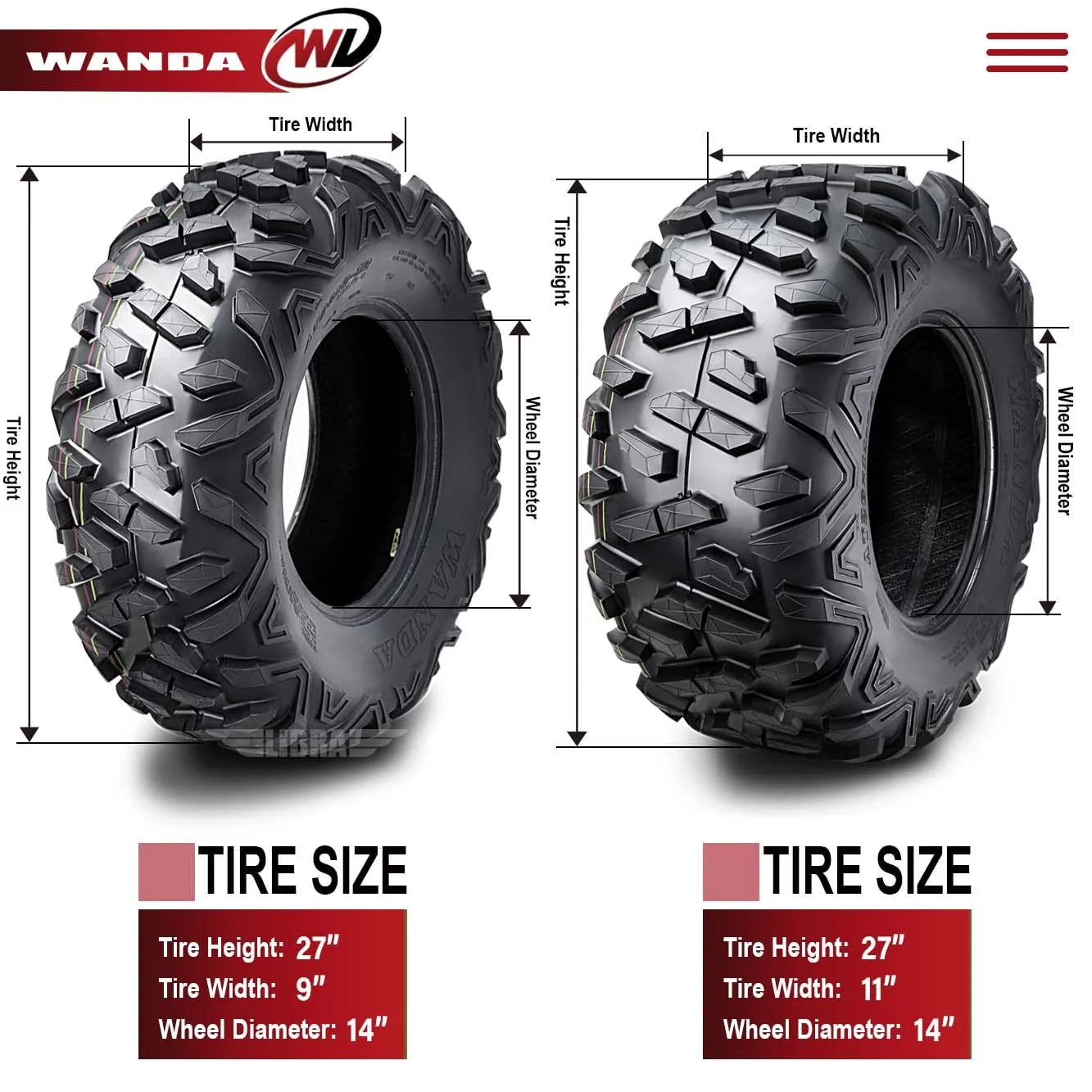 Full Set ATV Tires 27x9-14 27x11-14 for 2014 John Deere GATOR XUV825I 4x4 SE - Image 4