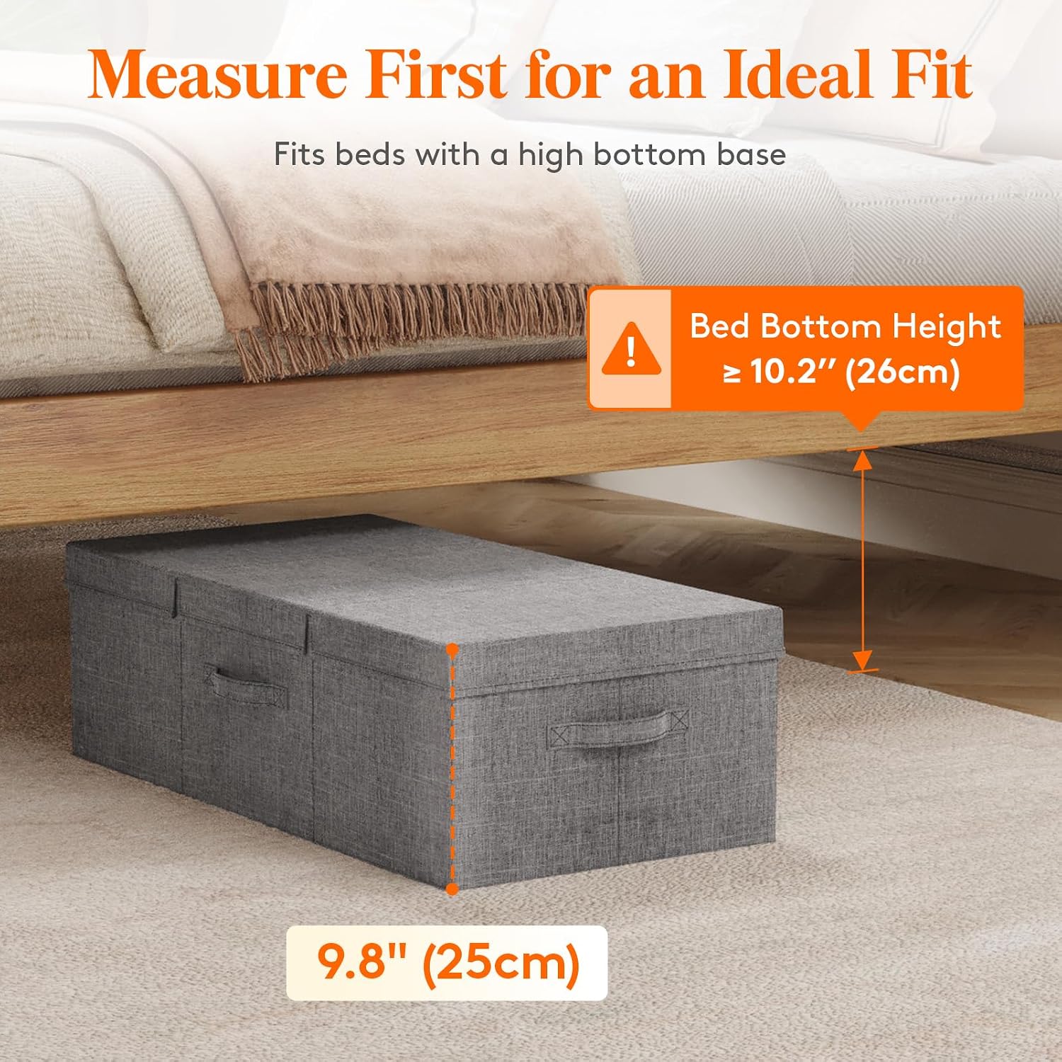 Lifewit 80L Under Bed Storage Containers, 9.8 Inch Tall Underbed Clothes Storage Organizer Bin with Sturdy Side Walls, Bottom, 3 Lids, Deep Storage Drawer for Clothes, Shoes, Blankets, Pillows 2 Pack