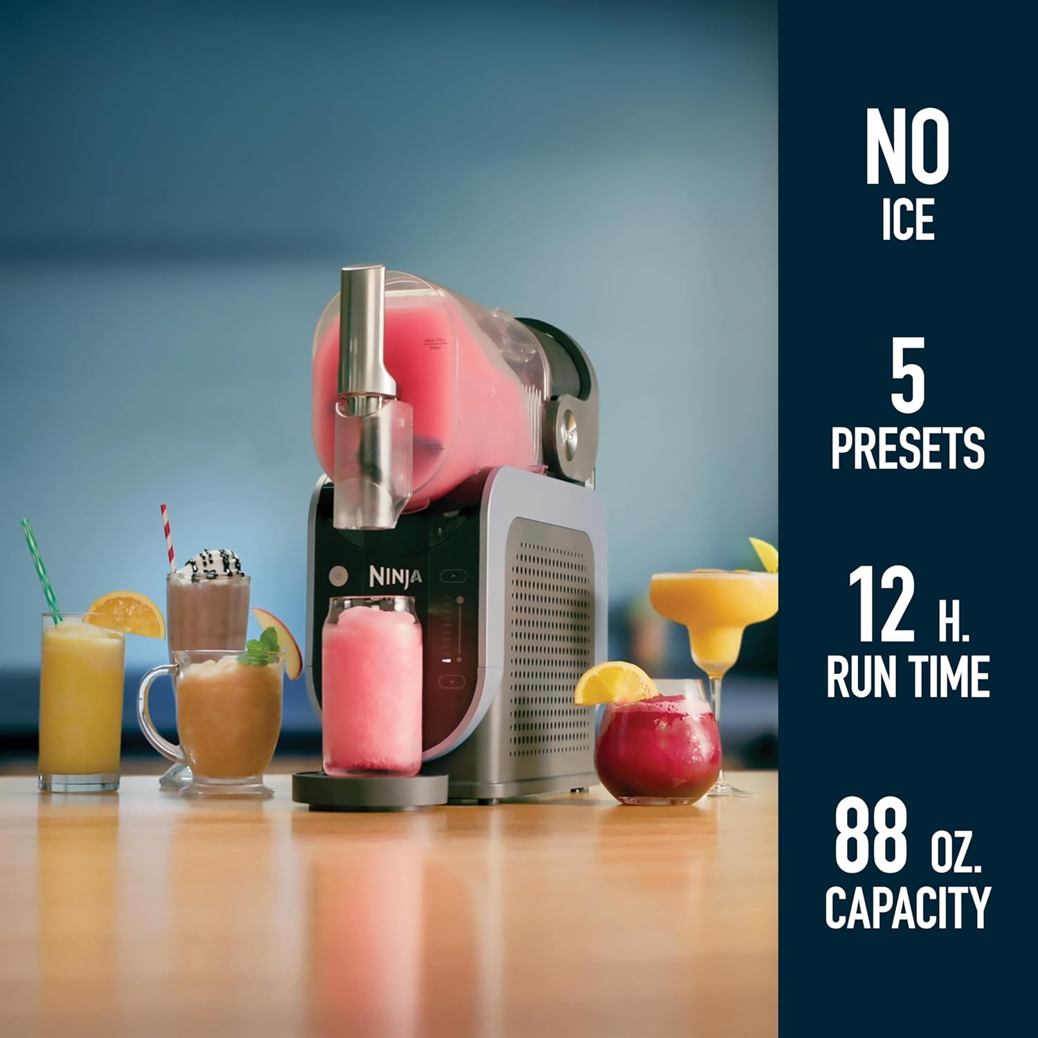 Ninja SLUSHi Professional Drink Maker, 7+ Servings, Black, FS301| No Ice Needed, 5 Preset Programs, Rapid Chill Technology, 7+ Servings, 88-Oz Easy-Fill Container, Dishwasher Safe Parts