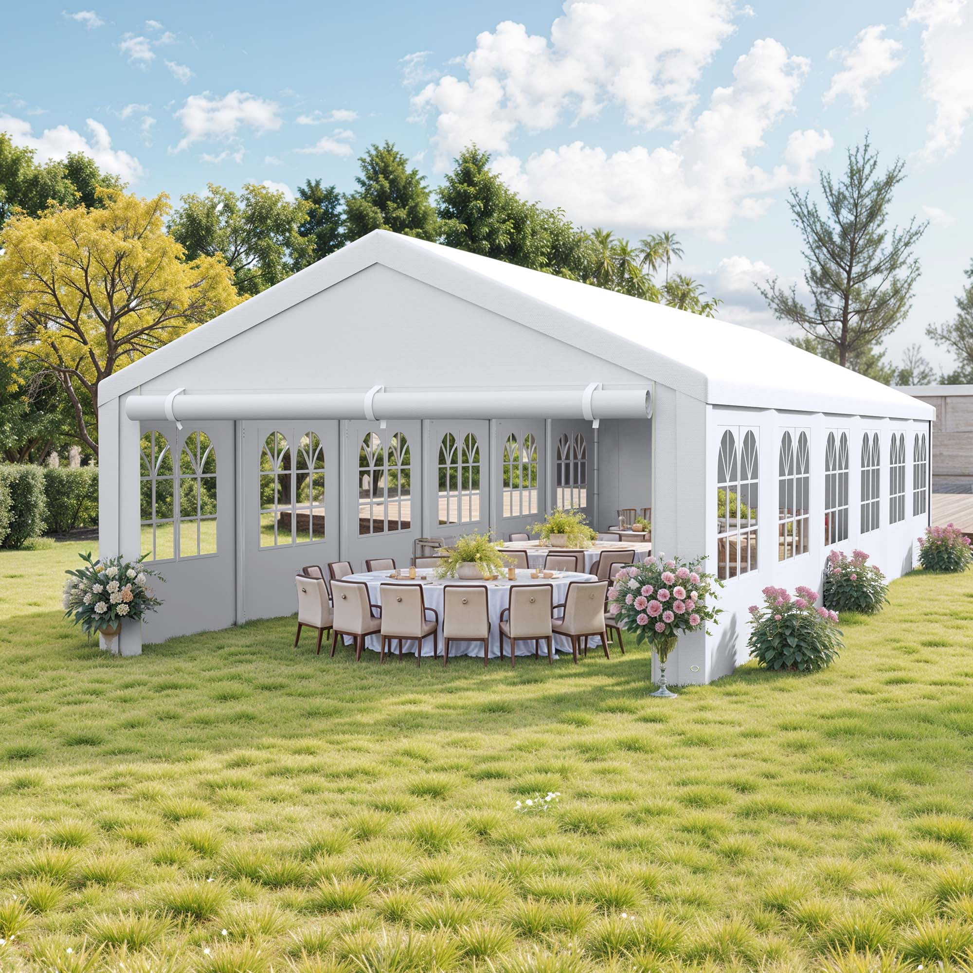 20' x 40' Heavy Duty Gazebo with Reinforced Triangular Column Outdoor Party Tent Canopy Event Shelters Upgraded Galvanized Carport with Removable Sidewall Windows for Commercial, Part(20' x 40') - Image 2