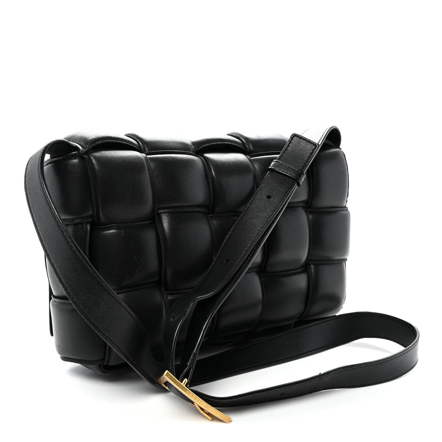 Nappa Maxi Intreccio Padded Cassette Crossbody Bag Black