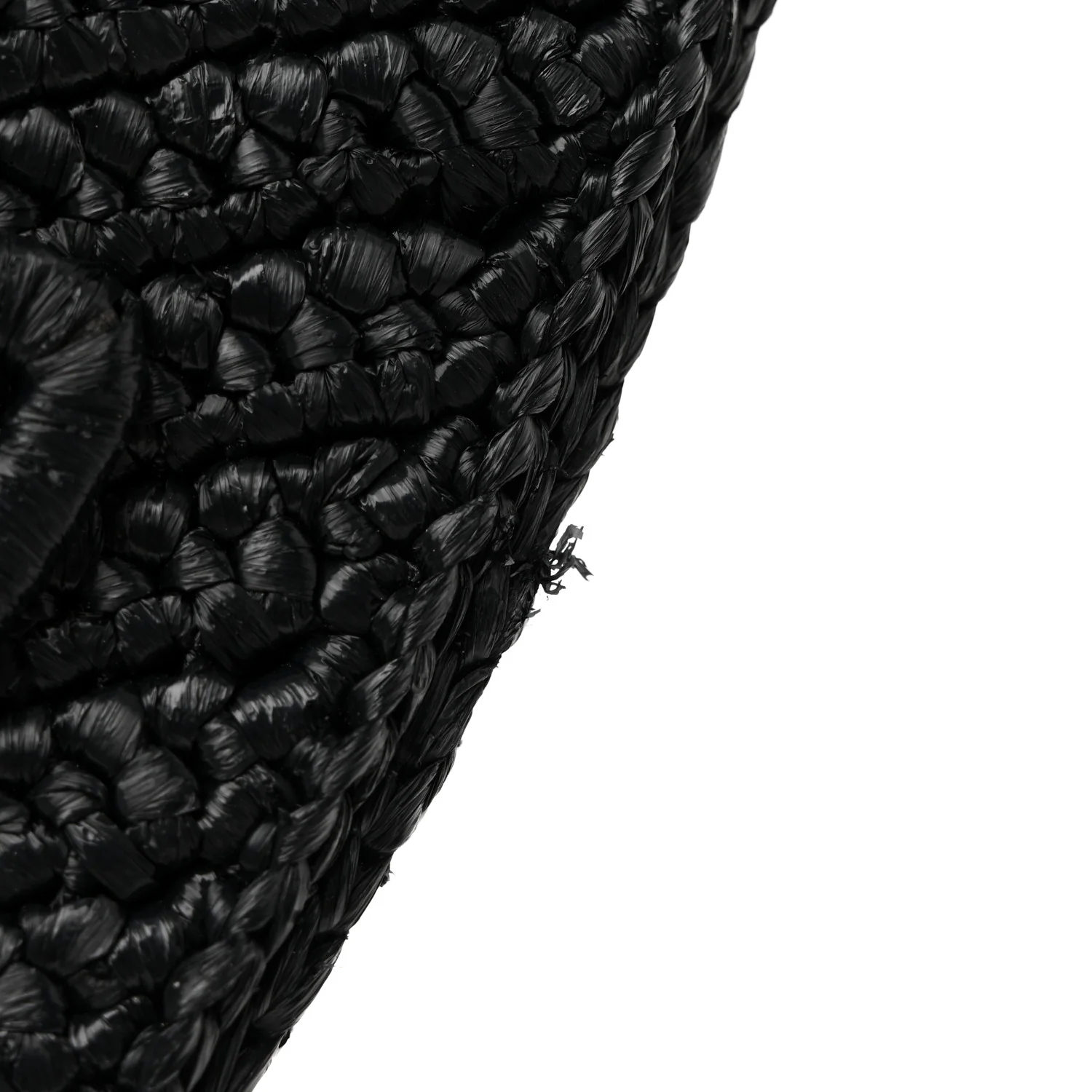 Yarn Raffia Effect Crochet Triangle Shoulder Bag Black