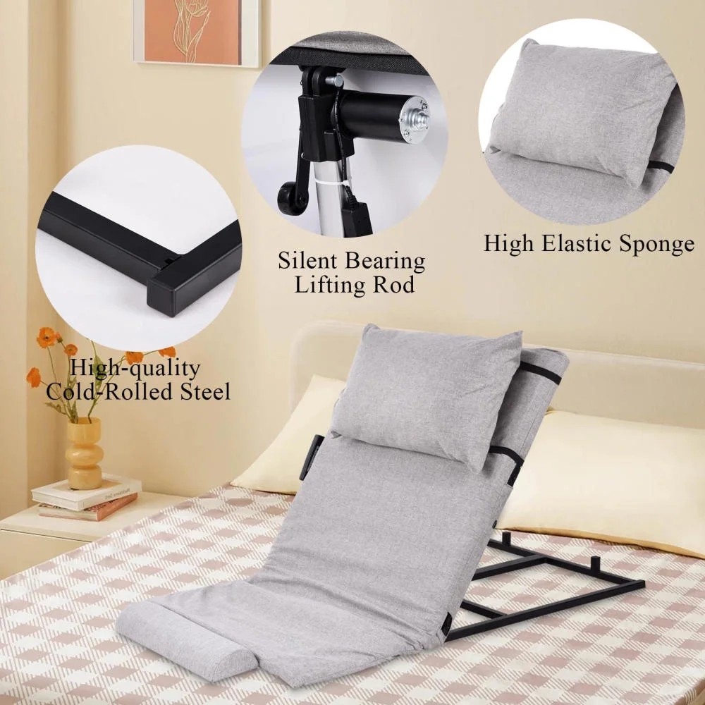 Adjustable Power Lifting Bed Backrest for Elderly Patient Injured, Sit-up Back Rest Chair for Neck Lumbar Back Support, Electric Lifting Backrest for Bed (Gray)(Gray) - Image 8