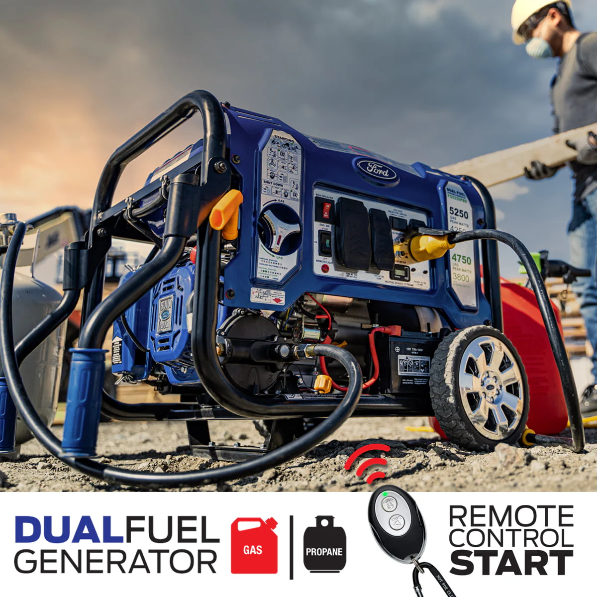 Ford 5,250 Watt Dual Fuel Portable Generator with Wireless Remote Start Image 7