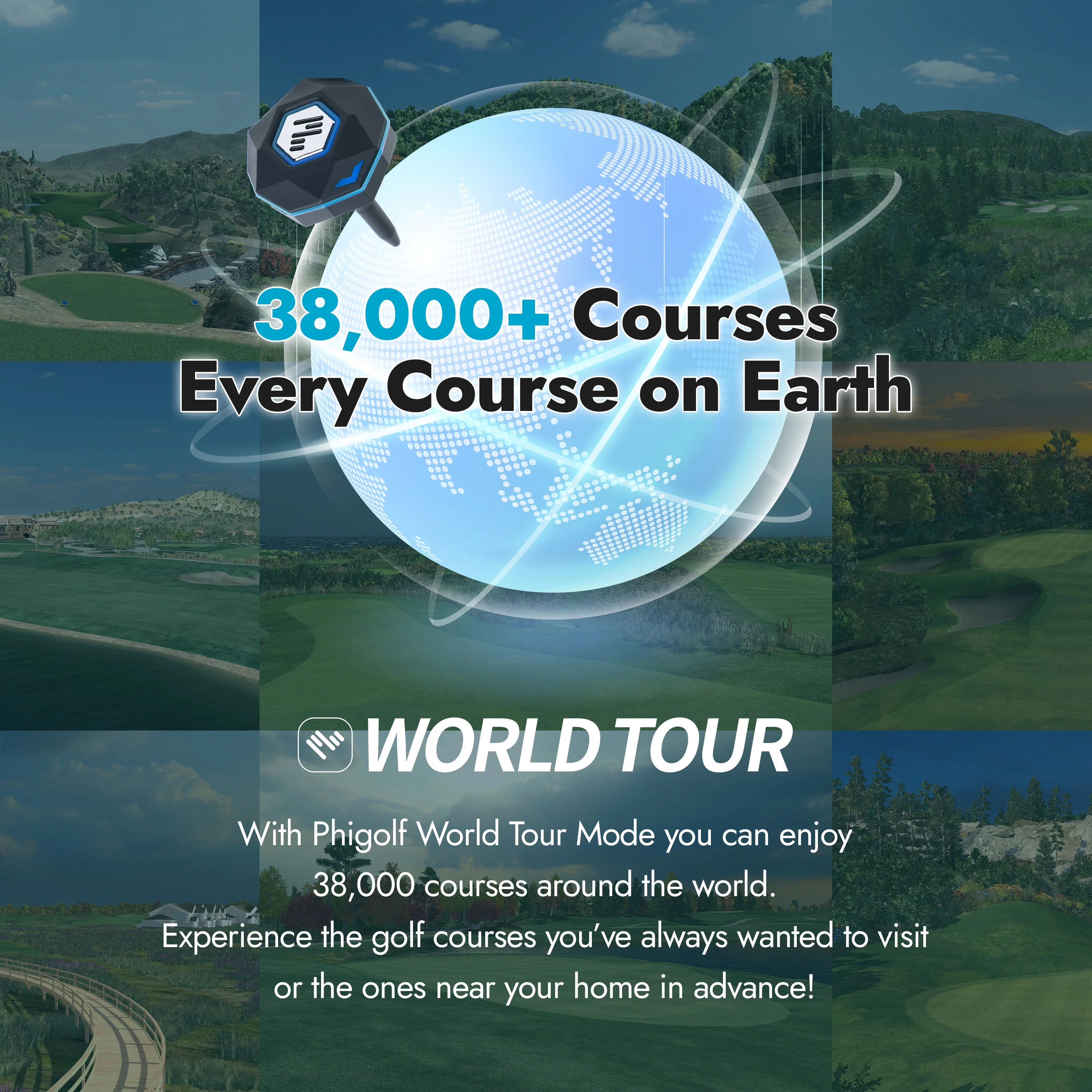 PHIGOLF Home Golf Game Simulator: Enjoy Interactive Golf with Motion Sensor & Swing Stick for Indoor & Outdoor Fun - 38, 000+ Courses Worldwide, Compatible with Android, Ios, App & E6 Connect