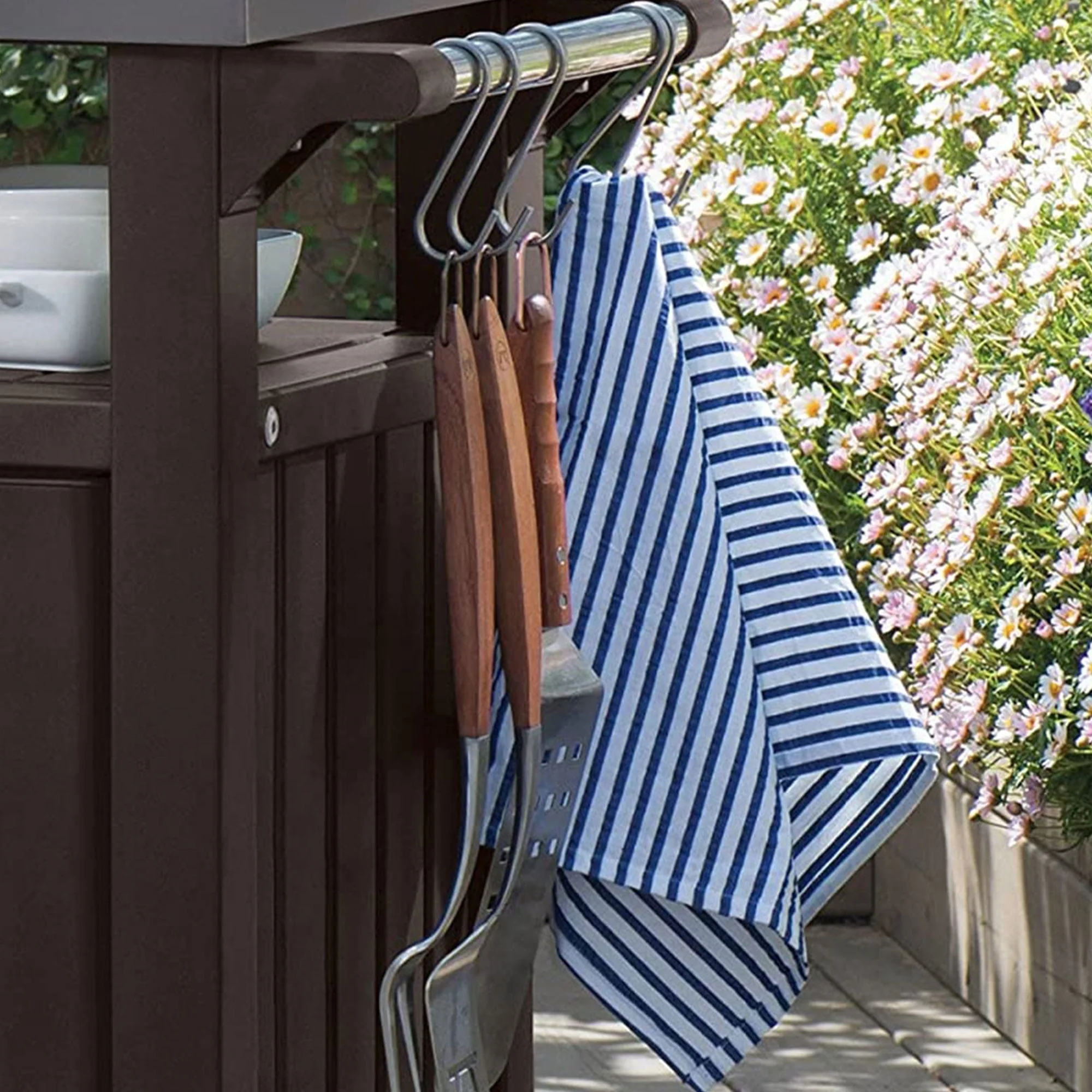 Unity 40 Gal Patio Storage Grilling Bar Cart w/Stainless Top, Brown(Brown) Image 9
