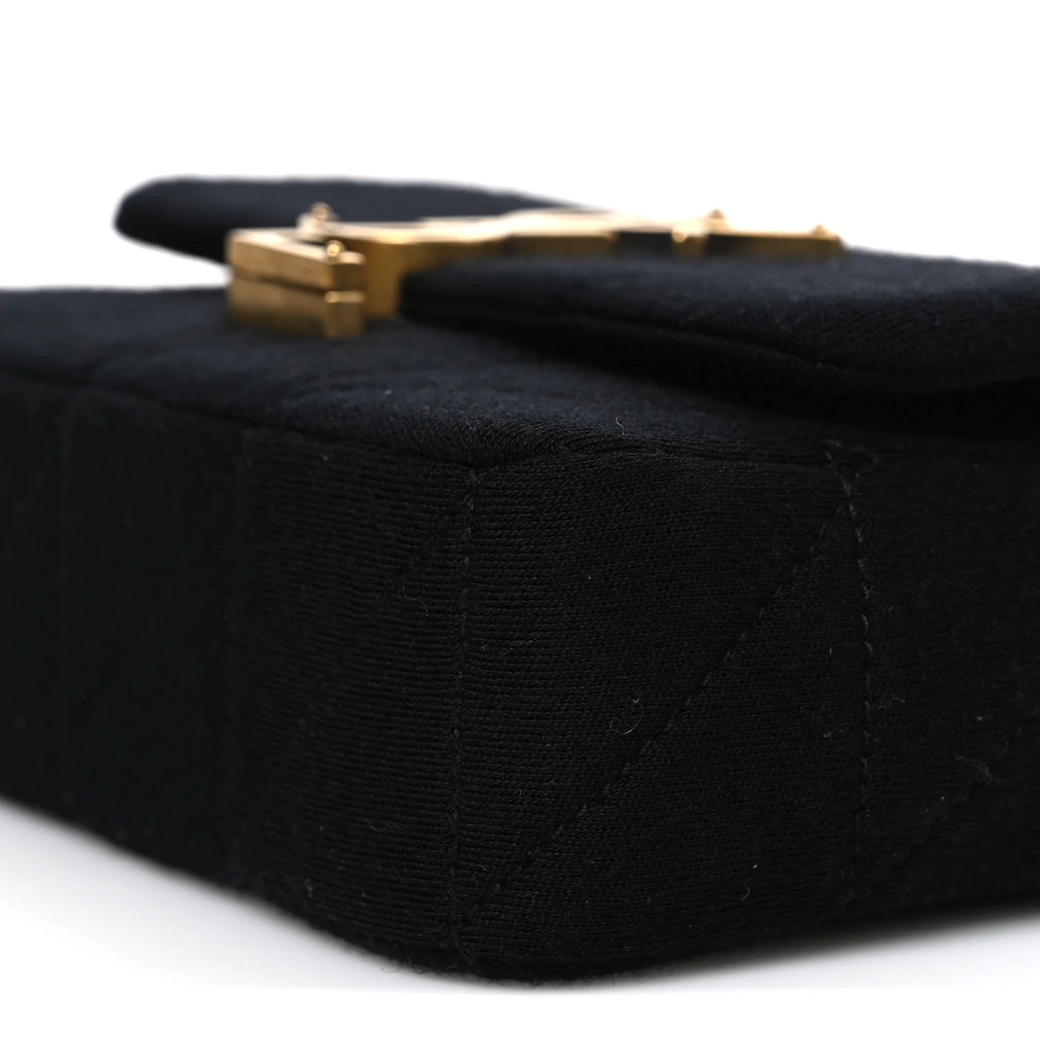 Jersey Wool Patchwork Monogram Mini Jamie Baguette Black